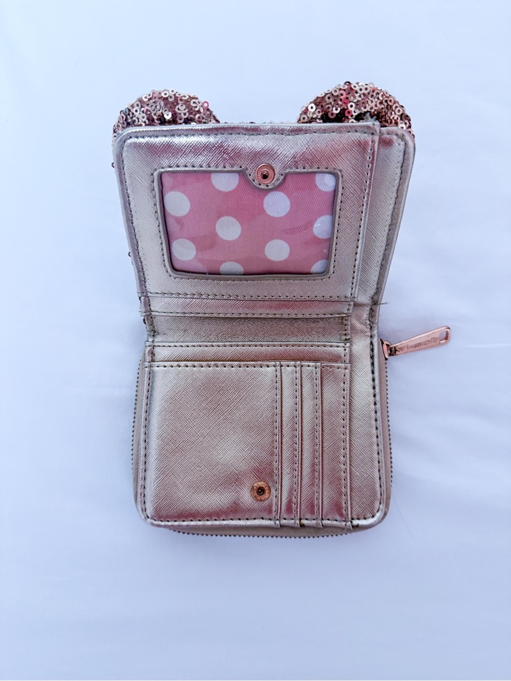 Loungefly Disney Parks Rose Gold Sequin Wallet - Picture 3 of 5